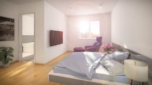 3D Rendering eines Schlafzimmers